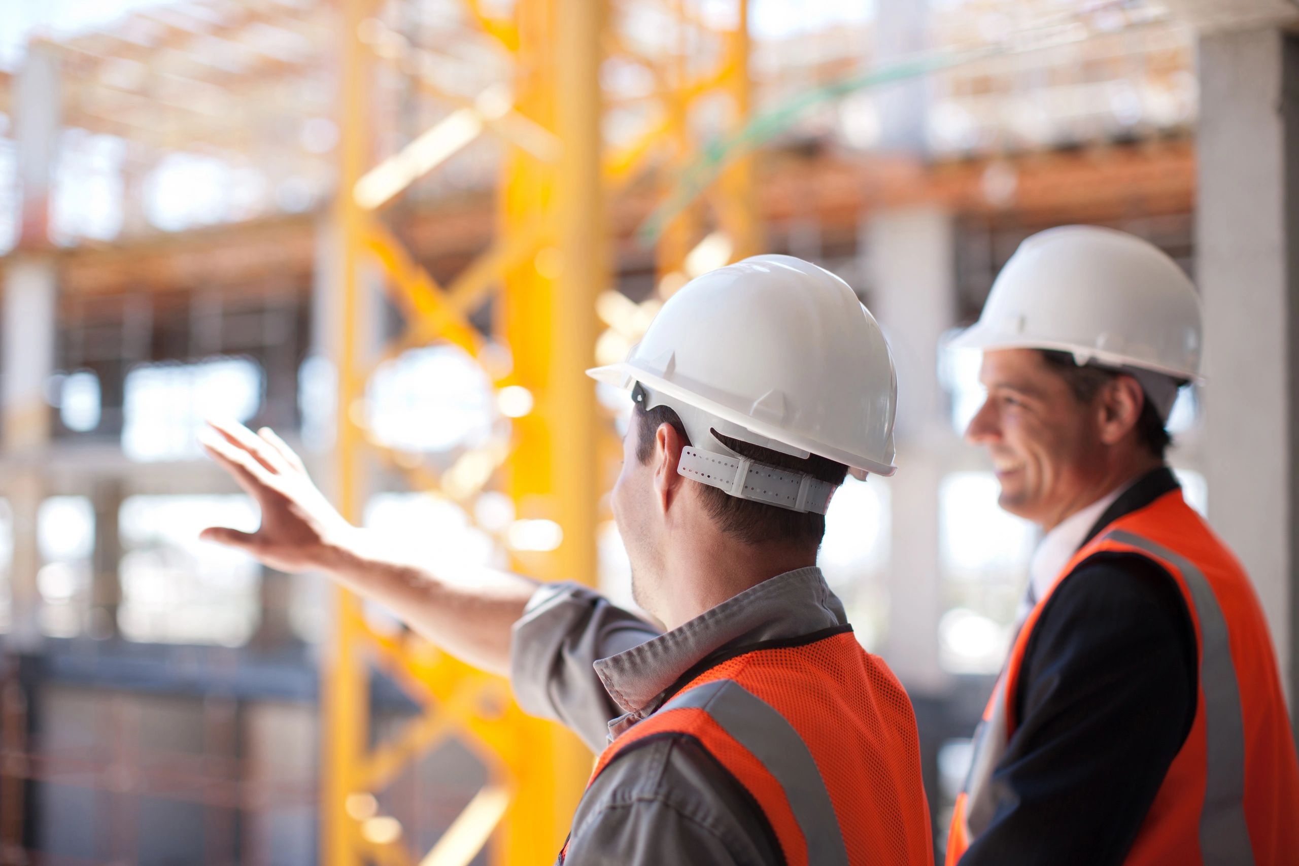 Construction professional team at work